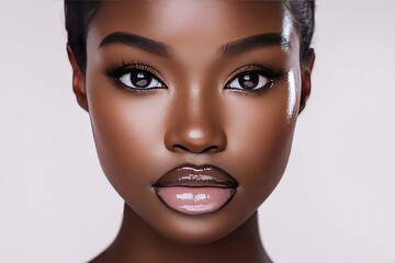 Close up portrait of a young woman with dark skin