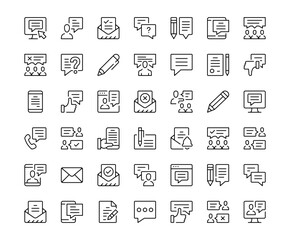 Message icons. Outline symbols collection. Premium vector line icons set