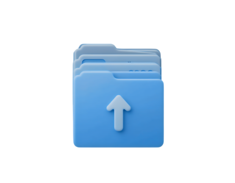 Uploading File Data to Folder Arrow Symbol in Blue Concept