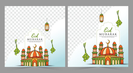 Fototapeta premium Islamic Eid al-Adha celebration design. Islamic social media post