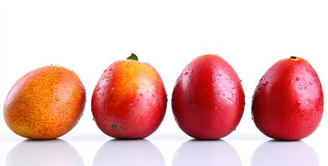 Fototapeta premium Four Ripe Mangoes On White Background
