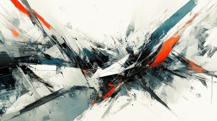 Abstract digital art; white background; sharp angles; energy; design