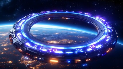 Futuristic Space Station Orbiting Earth - Sci-fi and fantasy