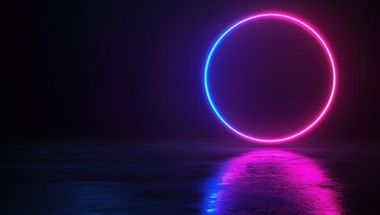 Neon Circle with Reflection