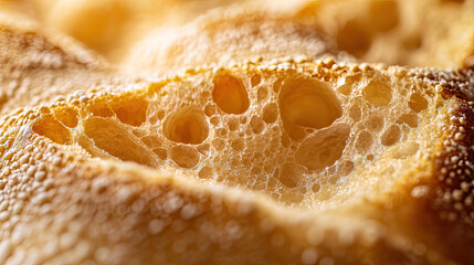 Close-up of Freshly Baked Bread with Golden Crust Texture