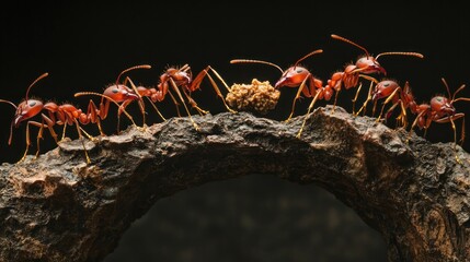 Ants Teamwork Carrying Food, Nature, Close-up, Macro