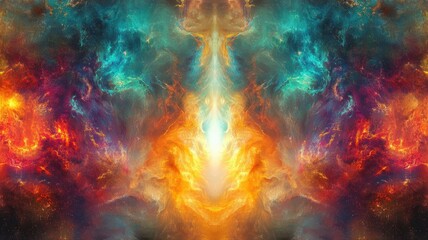 Vibrant Cosmic Nebula with Swirling Colors and Ethereal Light in Deep Space, Capturing the Mystical Beauty of the Universe