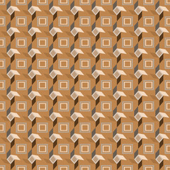 Vintage Geometric Seamless Pattern with 3D Cube Effect