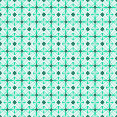 Seamless Geometric Pattern with Green Starburst and Diamond Shapes on Light Background