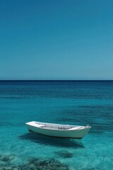 Naklejka premium Tranquil Boat on Turquoise Waters: A Serene Seascape