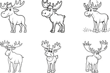 set of deer vector on white background, Deer vector AI generated 