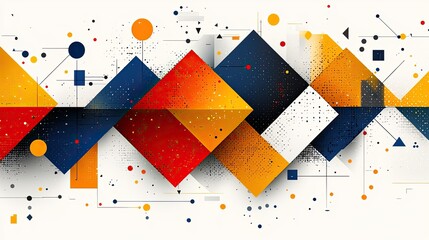 Abstract geometric pattern featuring colorful shapes and lines, ideal for modern design use