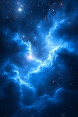 Stunning Blue Nebula With Stars