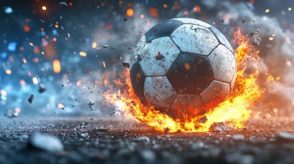 Fototapeta premium Explosive soccer action in urban stadiums a dynamic photography experience
