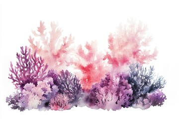 Fototapeta premium Watercolor illustration of vibrant coral reef.