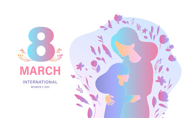 International women day with geometric shape use for horizontal banner design