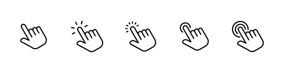 hand clicks icon set. pointer icon vectors	