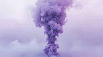 Naklejka premium Purple smoke rises dramatically, creating mystical and enchanting atmosphere. This captivating scene evokes sense of wonder and intrigue, perfect for Halloween or creative projects