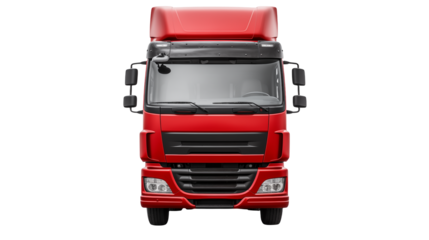 Red Cargo Truck Front View Transportation Image
