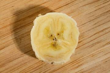 輪切りのバナナのアップ