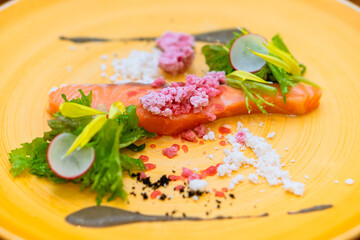フランス料理　魚料理　サーモン　美しい　芸術的