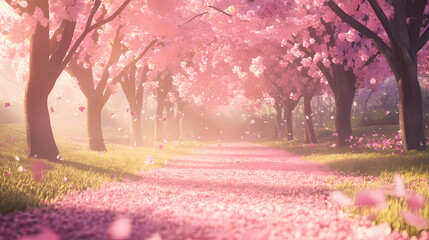 Cherry Blossoms in Bloom: A Romantic Spring Scene