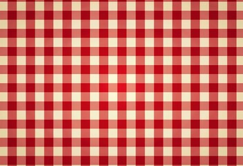 Classic Gingham Seamless Pattern: Vintage Red and Cream Checkered Design for Fabric and Textile Prints, Symmetrical Grid Background, Soft Retro Colors

