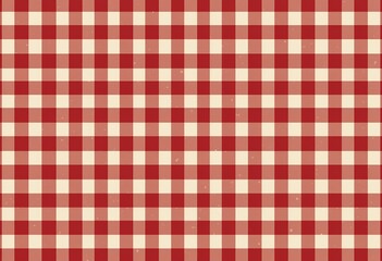 Retro Charm Gingham Pattern: Seamless Red and Cream Checkered Design for Paper Crafts and Scrapbooking, Symmetrical Grid with Soft Vintage Tones

