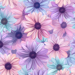 Fototapeta premium A colorful flower arrangement with a pastel pink and blue background
