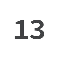 number 13 icon simple filled symbol vector