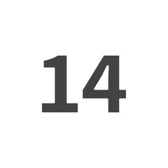 number 14 icon simple filled symbol vector