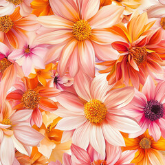 A colorful bouquet of flowers with a bright orange and pink hue
