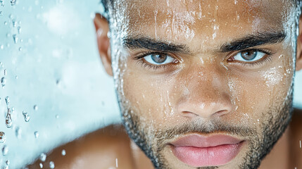 Sweat dripping from athlete face, showcasing determination and focus