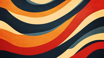 Obraz premium Abstract Retro Wave Pattern Design in Warm Colors