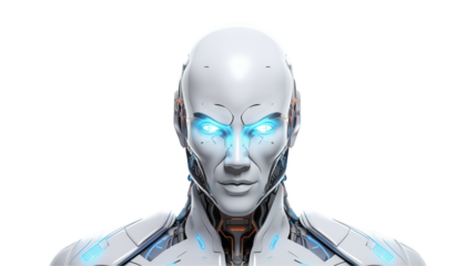 Futuristic Robot Face AI Cyborg Android Technology Concept