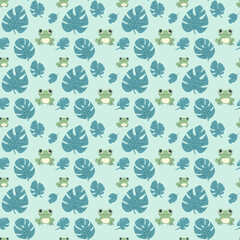 seamless frog floral pattern