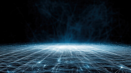 futuristic digital landscape with glowing lines and nodes