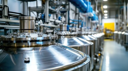 Naklejka premium Pharmaceutical factory with automated production systems