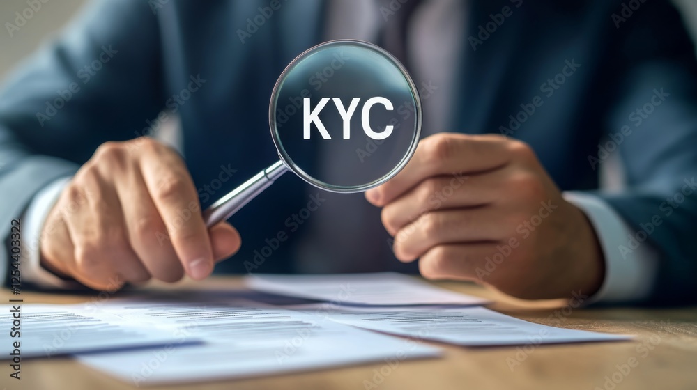Leinwandbilder a professional examining documents with a magnifying glass, highlighting the 