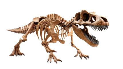 detailed dinosaur skeleton model, showcasing iconic T Rex structure with prominent teeth and bones. This impressive display highlights prehistoric era fascinating creatures