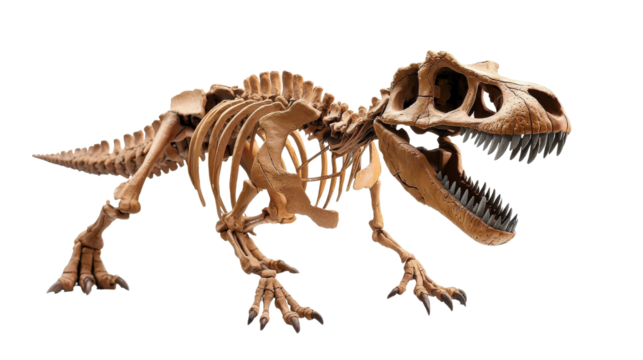 detailed dinosaur skeleton model, showcasing iconic T Rex structure with prominent teeth and bones. This impressive display highlights prehistoric era fascinating creatures