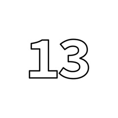 number 13 icon simple filled symbol vector