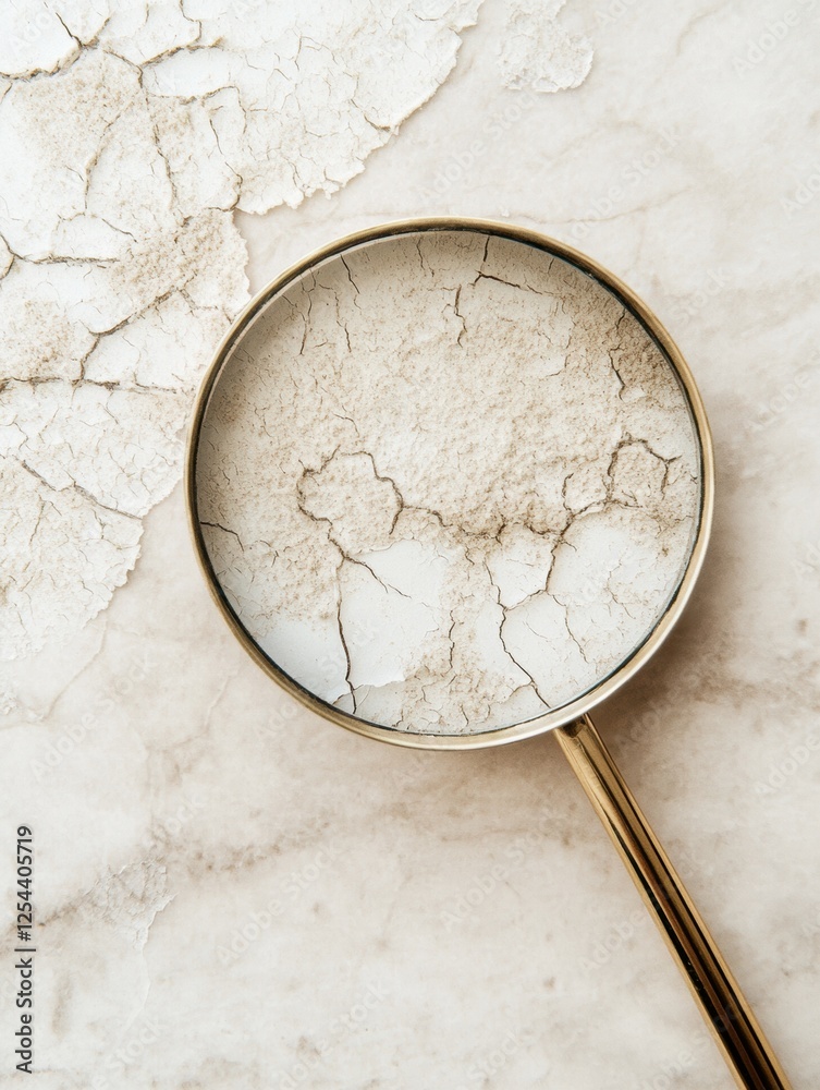 Aufkleber Exploring dry skin texture through a magnifying glass on a smooth surface. Generative AI