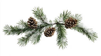 Snowy Pine Branch with Cones
