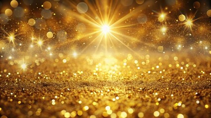 Luxurious gold glitter abstract background with shimmering light rays and vintage bokeh effects , modern, opulence