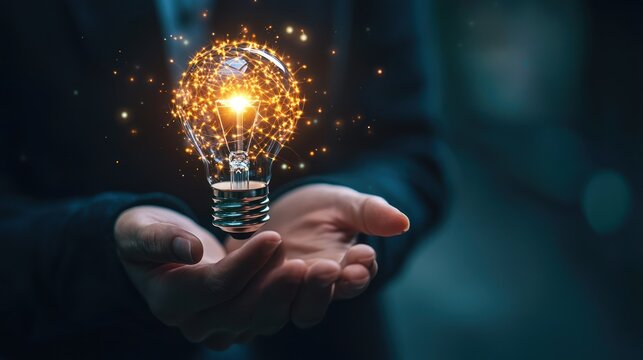 Business person sharing innovative thought leadership ideas in a meeting