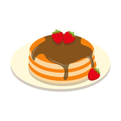 Delicious Pancake Cartoon Illustration. Isolated on White Background. 