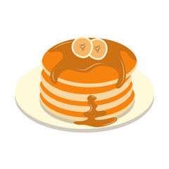 Delicious Pancake Cartoon Illustration. Isolated on White Background. 
