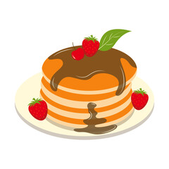 Delicious Pancake Cartoon Illustration. Isolated on White Background. 