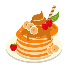 Delicious Pancake Cartoon Illustration. Isolated on White Background. 